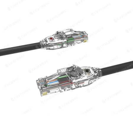 Cable de conexión de parche de cobre LSOH UTP Cat.6 de 24 AWG con seguimiento LED de 1M de color negro - Cable de conexión UL Listed LED Traza Cat.6 UTP 24AWG.